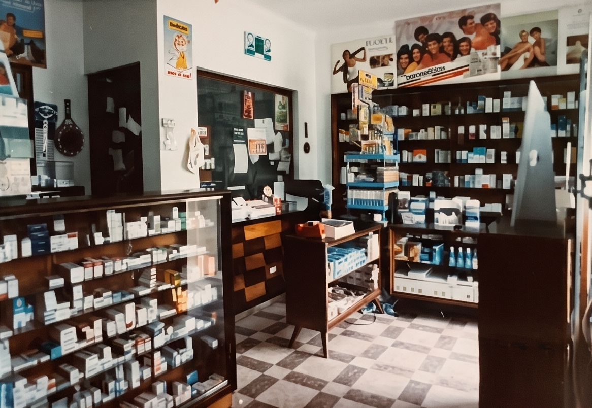 Interior da Farmácia Magalhães na inauguração em 1958